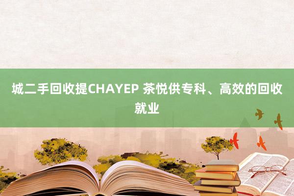 城二手回收提CHAYEP 茶悦供专科、高效的回收就业